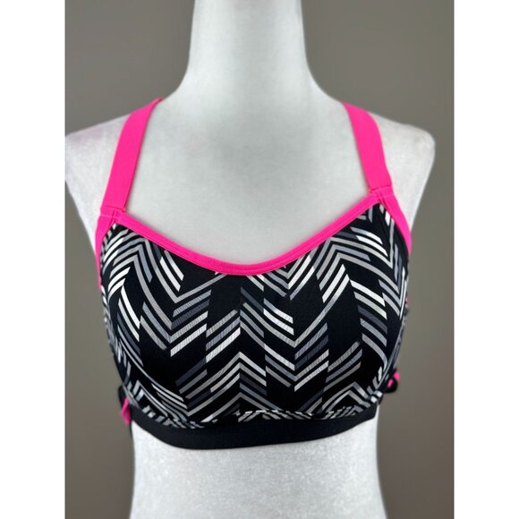 NEW Victorias Secret VSX Sport Racerback Sports Bra Pink Black High Impact 34D - Picture 2 of 13